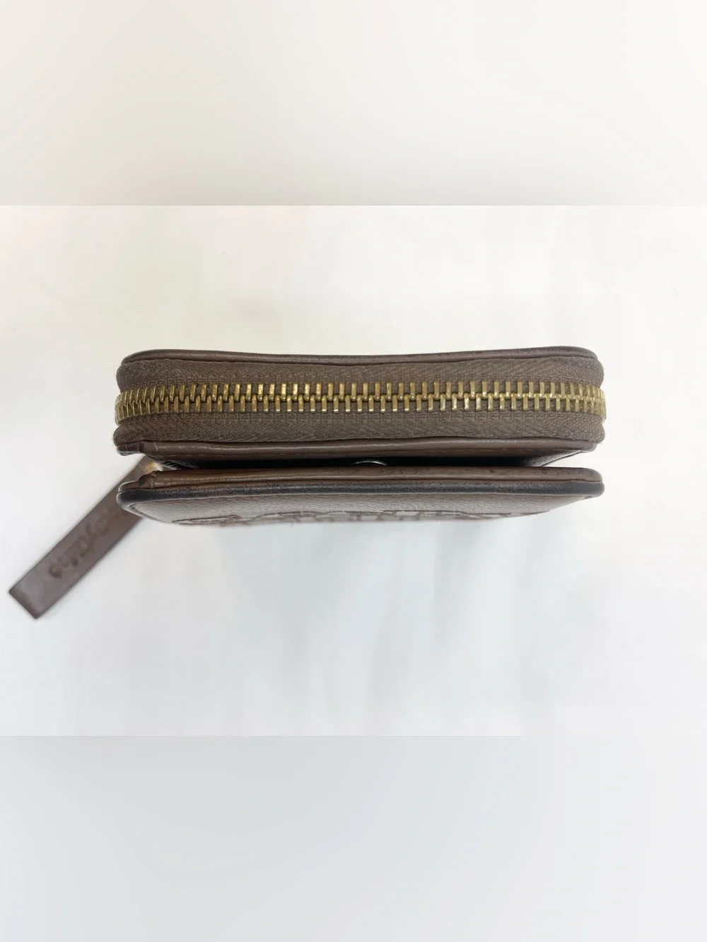 See By Chloe Vintage Leather Embroidered Logo Zip Around Wallet Brown